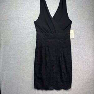 NWT Boston Proper ALEXIA ADMOR Dress Women Medium Black Lace Midi Sheath Halter